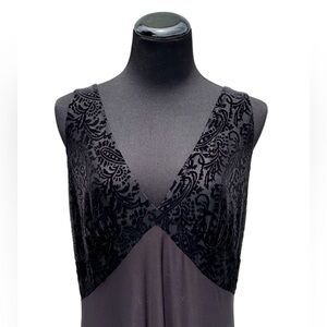 Amberielle velvet top embossed black slip dress, Velvet Burn-out top, 1990s